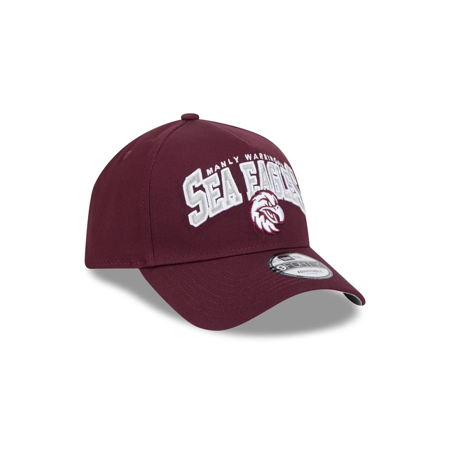 Manly Warringah Sea Eagles Hat - Maroon Logo Arch 9Forty A-Frame NRL Snapback Cap - New Era
